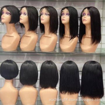 Bob Lace Front Wig Human Hair New Arrival Wholesale Price Middle Part 8 Inch Remy Hair Hair WEAVING Silky Straight Wave >=45%